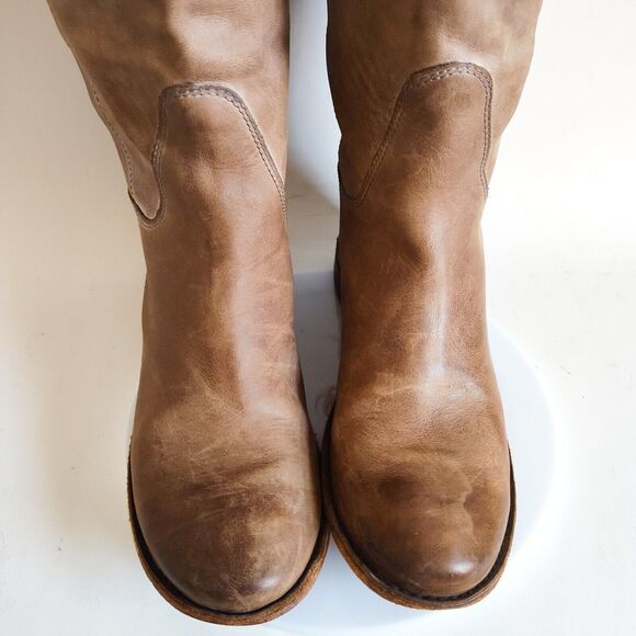 Frye Womens Paige Camel Tan Leather Knee High Riding Boots Size 7 B 77534 Preppy - Picture 7 of 12